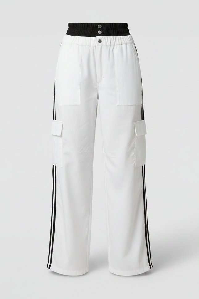 Pantalon Parachute Femme Blanc Cargo - Toile - vue 3