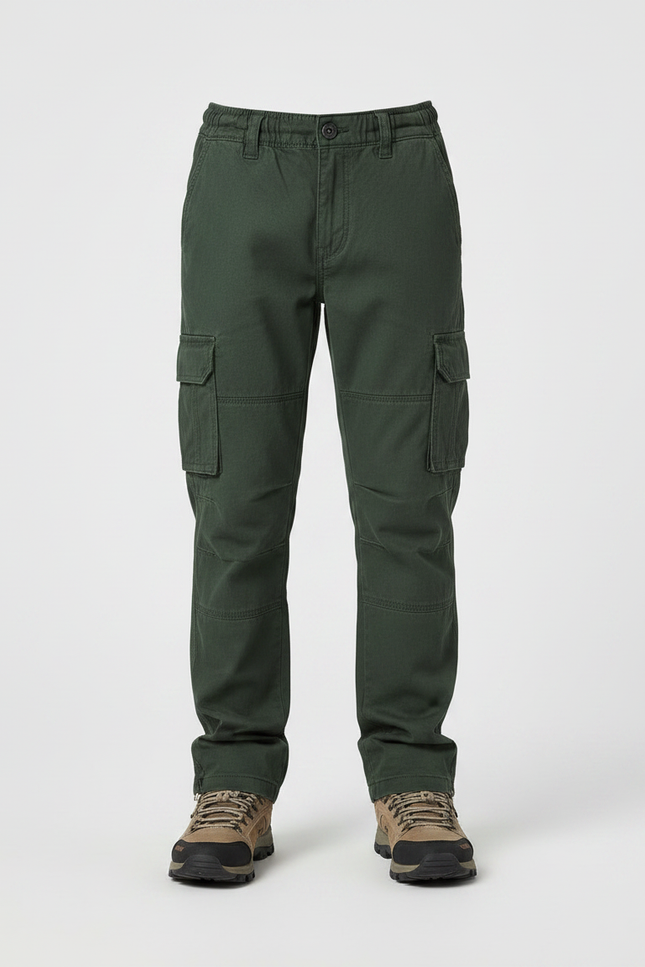 Pantalon Parachute Cargo Ample Coton Enfant - Kaki - vue 3