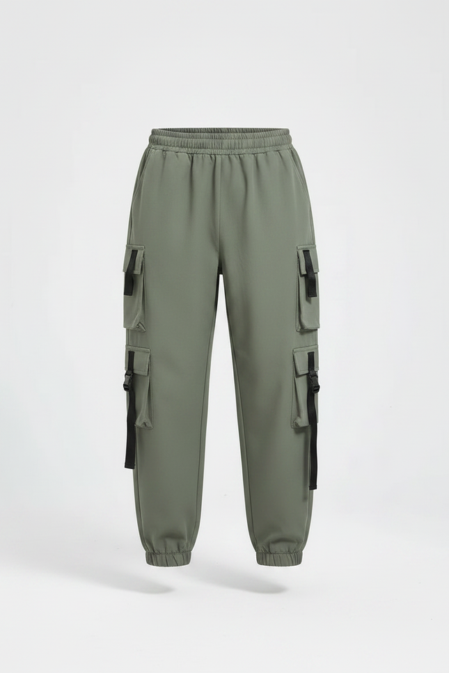 Pantalon Parachute Kaki Cargo Coton Garçon - vue 3