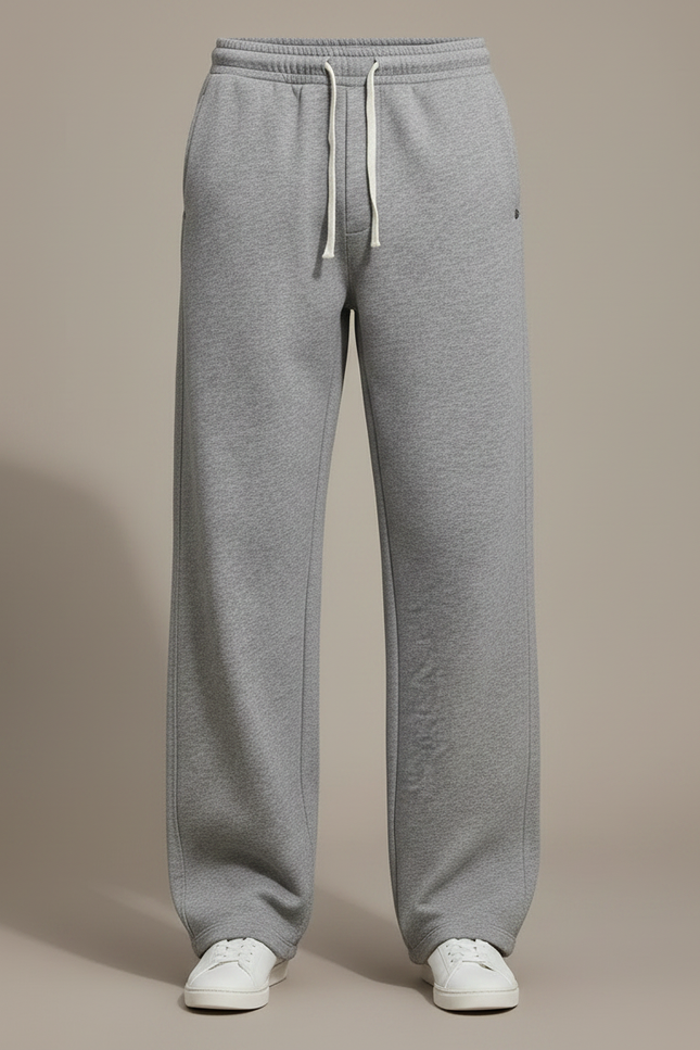 Pantalon Parachute Gris Ample Molleton Décontracté Cordon Homme - vue 3