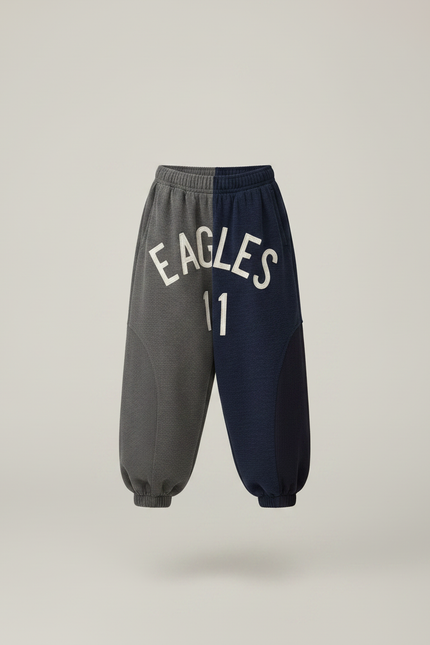 Pantalon Parachute Bicolore Ample Molletonné Imprimé Enfant - Multicolore - vue 3