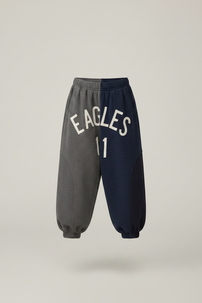 Pantalon Parachute Bicolore Ample Molletonné Imprimé Enfant - Multicolore - vue 3