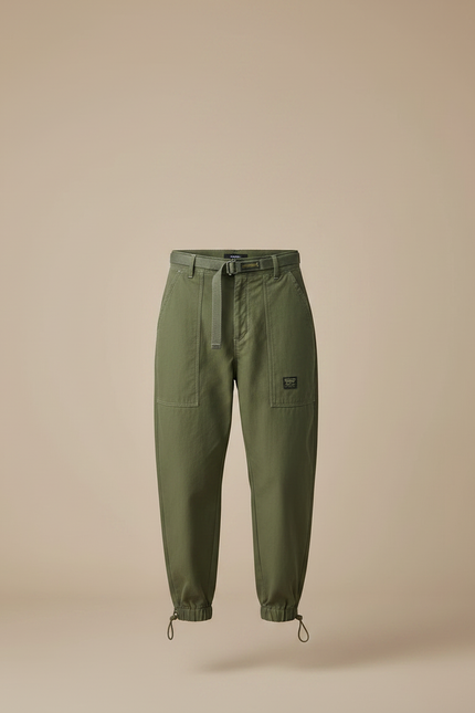 Pantalon Parachute Kaki Ample Coton Ceinture Homme - vue 3