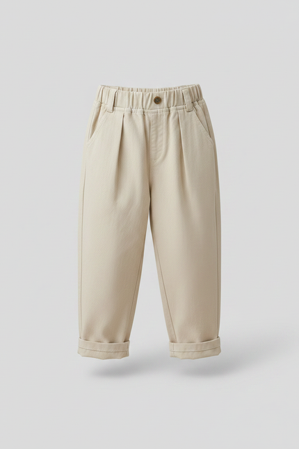 Pantalon Parachute Enfant Coton Ample Décontracté Beige - Toile - vue 3