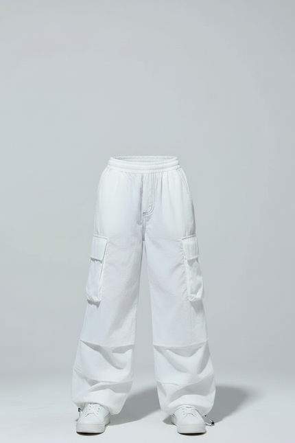 Pantalon Parachute Blanc Cargo Ample Enfant Fille - Polyester - vue 3