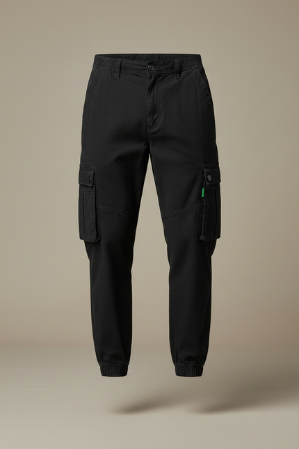 Pantalon Parachute Noir Cargo Multipoches Homme Décontracté - Coton - vue 3