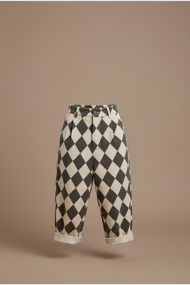 Pantalon Parachute Carreaux Ample Enfant Coton - Multicolore - vue 3