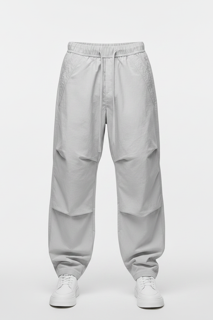 Pantalon Parachute Gris Ample Nylon Décontracté Homme - Polyester - vue 3