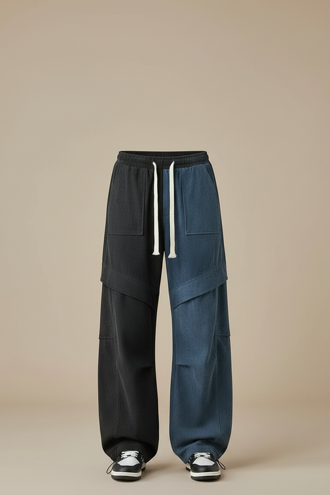 Pantalon Parachute Bicolore Ample Décontracté Cordon Homme - Multicolore Jean - vue 3