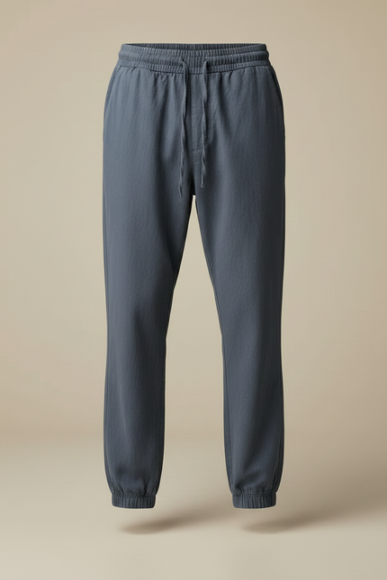 Pantalon Parachute Gris Coton Lin Ample Homme Décontracté - vue 3