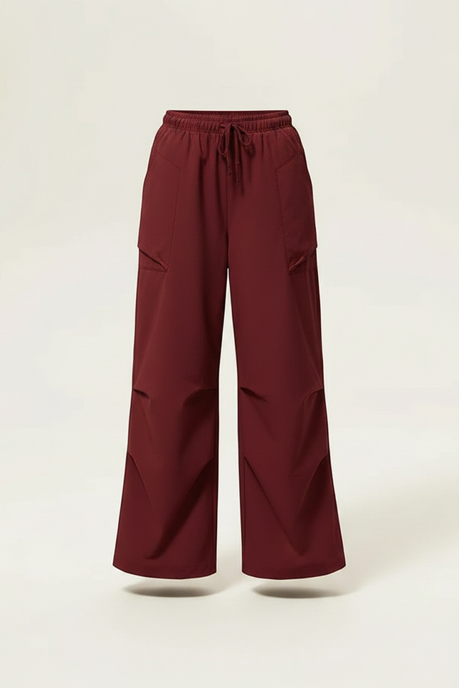 Pantalon Parachute Bordeaux Cargo Ample Décontracté Fille - Polyester - vue 3