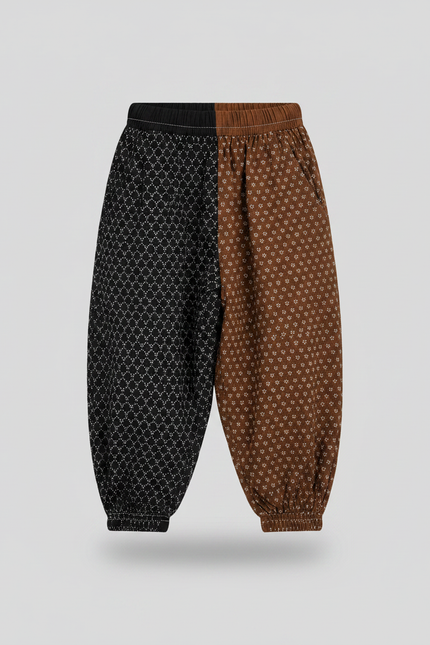 Pantalon Parachute Bicolore Ample Imprimé Floral Enfant - Multicolore Cordé - vue 3