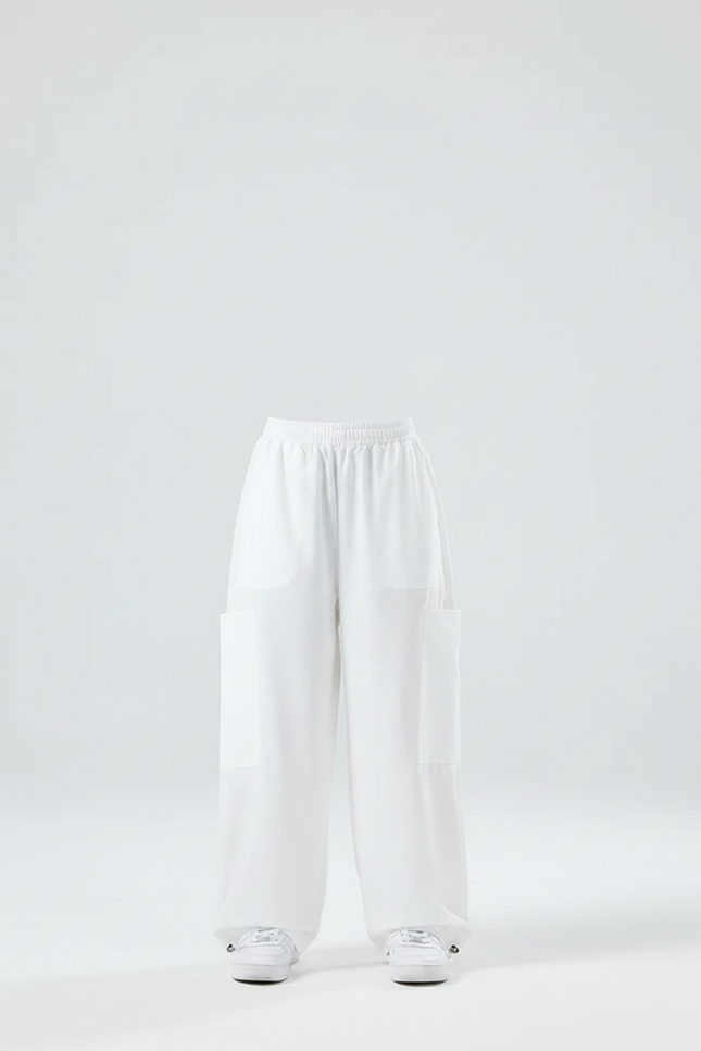 Pantalon Parachute Blanc Ample Fille Décontracté - Polyester - vue 3