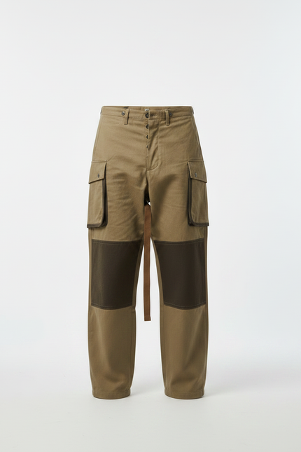 Pantalon Parachute Kaki Cargo Tactique Ample Homme - Toile - vue 3