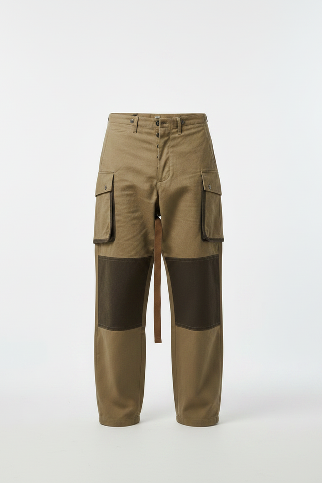 Pantalon Parachute Kaki Cargo Tactique Ample Homme - Toile - vue 3