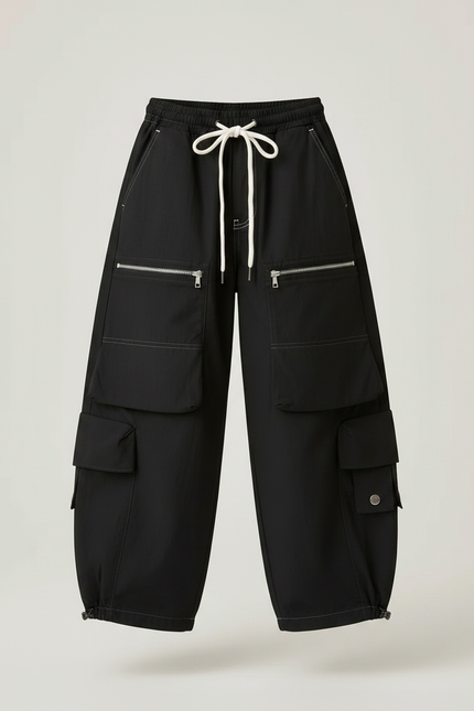 Pantalon Parachute Garçon Noir Baggy - Polyester - vue 3