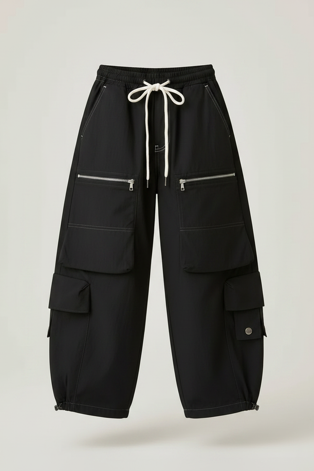 Pantalon Parachute Garçon Noir Baggy - Polyester - vue 3