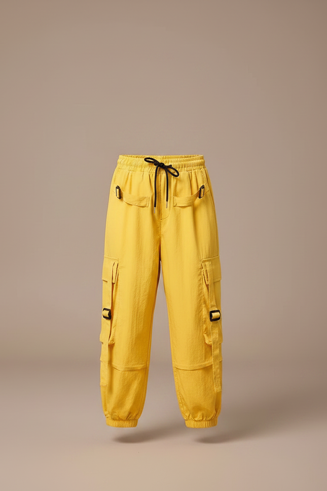 Pantalon Parachute Jaune Cargo Ample Enfant Coton - vue 3