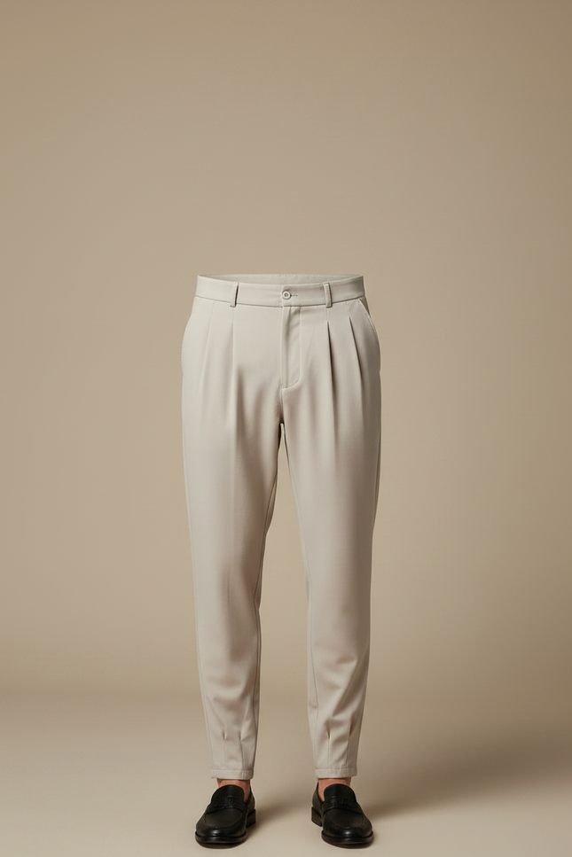 Pantalon Parachute Beige Plissé Fluide Homme Élégant - Polyester - vue 3