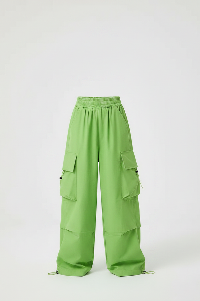 Pantalon Parachute Vert Cargo Ample Décontracté Enfant - Polyester - vue 3