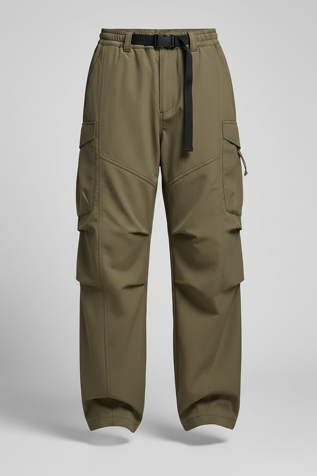 Pantalon Parachute Kaki Ample Fonctionnel Décontracté Homme - Polyester - vue 3
