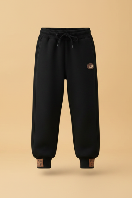 Pantalon Parachute Noir Ample Décontracté Enfant Polaire - Molleton - vue 3