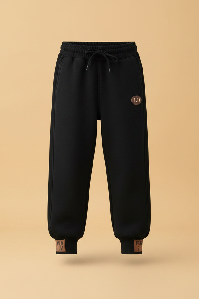 Pantalon Parachute Noir Ample Décontracté Enfant Polaire - Molleton - vue 3