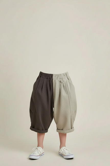 Pantalon Parachute Bicolore Coton Ample Enfant Rétro - Multicolore Molleton - vue 3