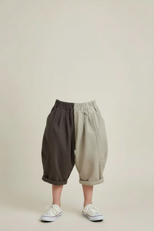 Pantalon Parachute Bicolore Coton Ample Enfant Rétro - Multicolore Molleton - vue 3