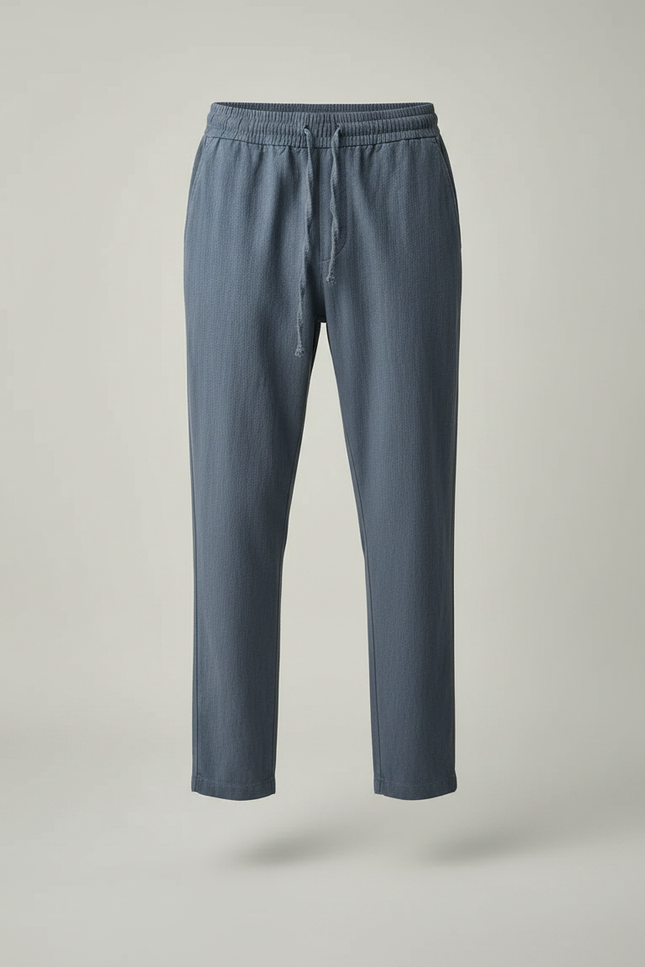 Pantalon Parachute Bleu Coton Lin Ample Décontracté Homme - vue 3