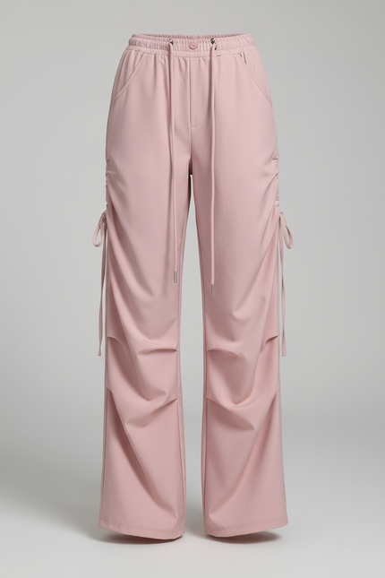 Pantalon Parachute Rose Ample Décontracté Cordon Femme - Polyester - vue 3