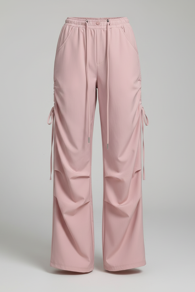 Pantalon Parachute Rose Ample Décontracté Cordon Femme - Polyester - vue 3