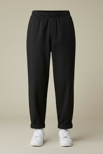 Pantalon Parachute Noir Ample Décontracté Coton Homme - vue 3