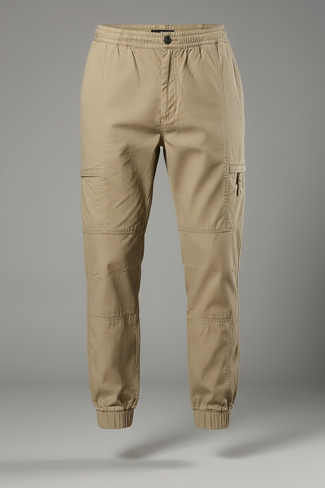 Pantalon Parachute Beige Cargo Coton Ample Homme - vue 3