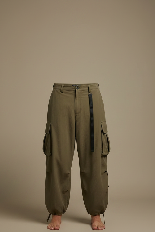 Pantalon Parachute Kaki Ample Streetwear Homme - Polyester - vue 3