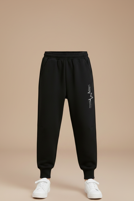 Pantalon Parachute Noir Ample Imprimé Éclair Enfant - Molleton - vue 3