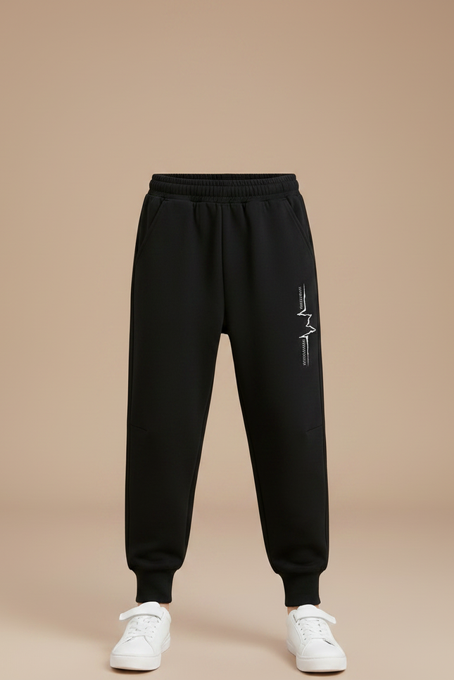 Pantalon Parachute Noir Ample Imprimé Éclair Enfant - Molleton - vue 3