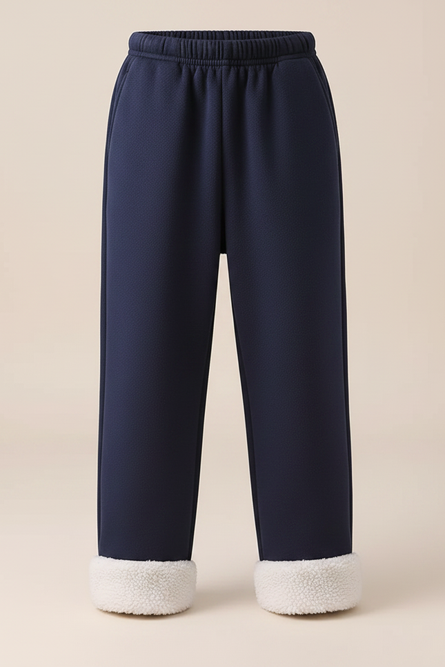 Pantalon Parachute Bleu Marine Doublé Polaire Enfant - Molleton - vue 3