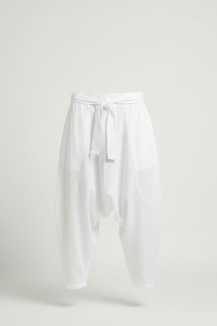 Pantalon Parachute Blanc Ample Décontracté Coton Homme - vue 3