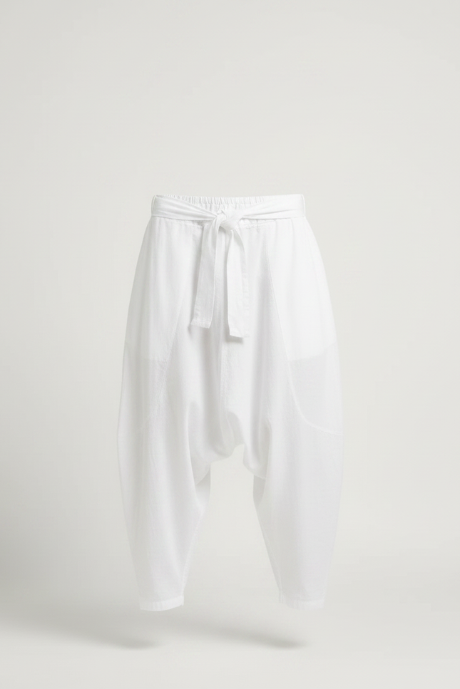 Pantalon Parachute Blanc Ample Décontracté Coton Homme - vue 3