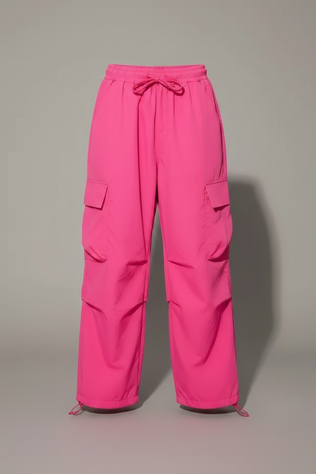 Pantalon Parachute Rose Vif Cargo Ample Enfant Fille - Polyester - vue 3