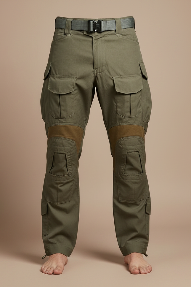 Pantalon Parachute Vert Militaire Cargo Renforcé Tactique Homme - Kaki Toile - vue 3