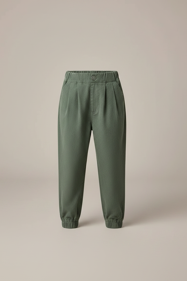 Pantalon Parachute Vert Coton Ample Garçon Décontracté - vue 3
