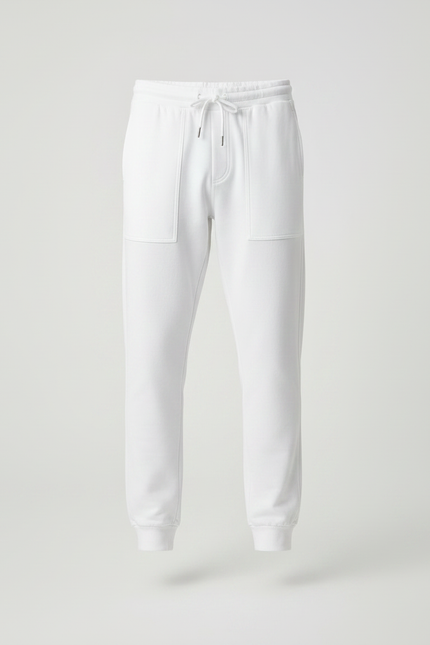 Pantalon Parachute Blanc Coton Ample Décontracté Homme - Molleton - vue 3