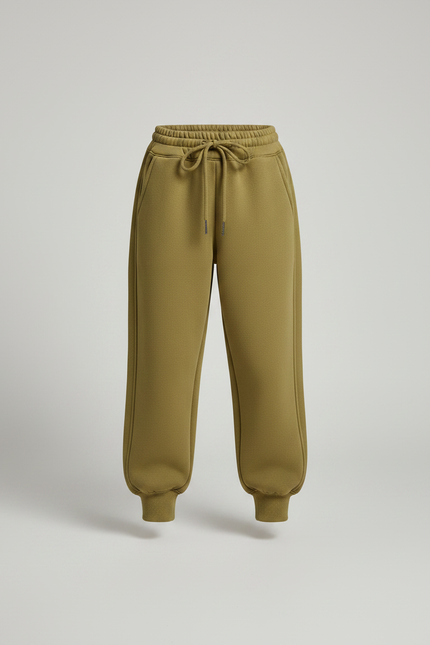Pantalon Parachute Kaki Ample Molletonné Élastique Confortable Fille - vue 3