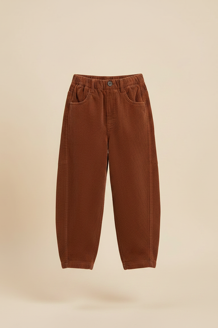 Pantalon Parachute Côtelé Marron Ample Enfant Doux - Cordé - vue 3