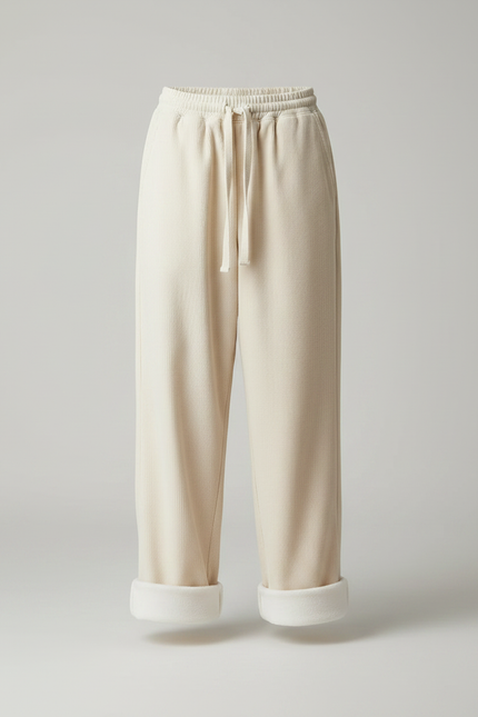 Pantalon Parachute Beige Côtelé Ample Décontracté Doublé Polaire - Cordé - vue 3