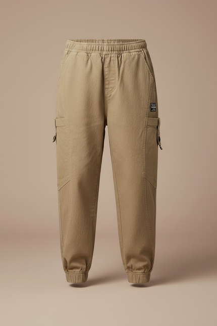 Pantalon Parachute Kaki Cargo Coton Ample Garçon - vue 3