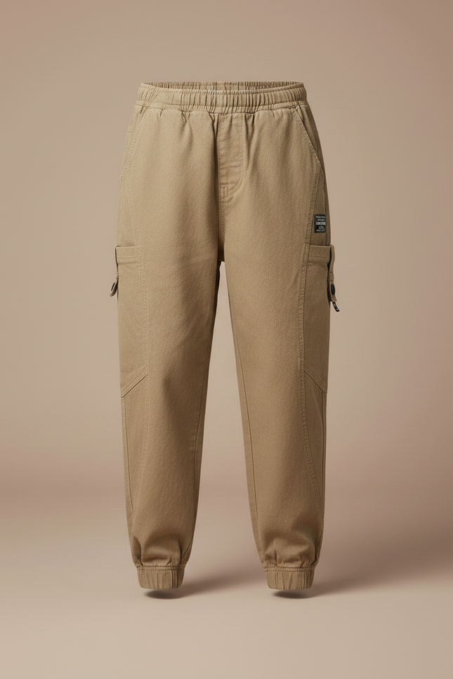 Pantalon Parachute Kaki Cargo Coton Ample Garçon - vue 3