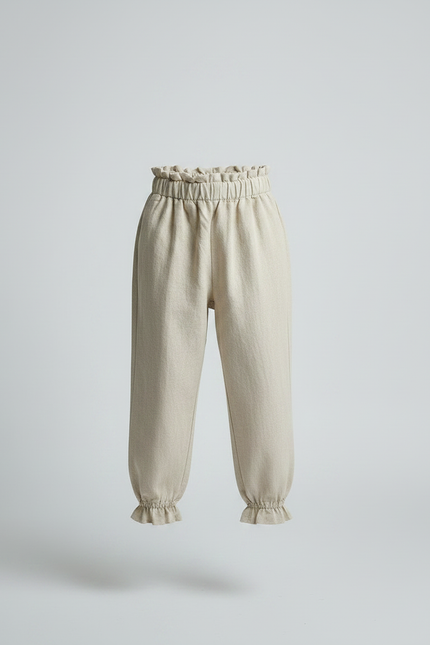 Pantalon Parachute Beige Ample Coton Enfant Froncé - vue 3